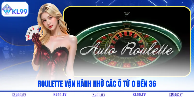 Roulette vận hành nhờ các ô từ 0 đến 36